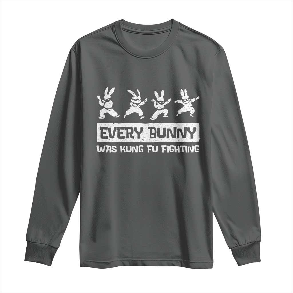Bunny Kung Fu Fighting Long Sleeve Shirt Funny Easter Vintage Graphic