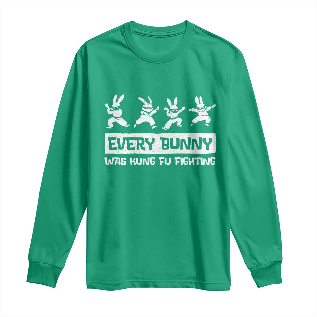 Bunny Kung Fu Fighting Long Sleeve Shirt Funny Easter Vintage Graphic