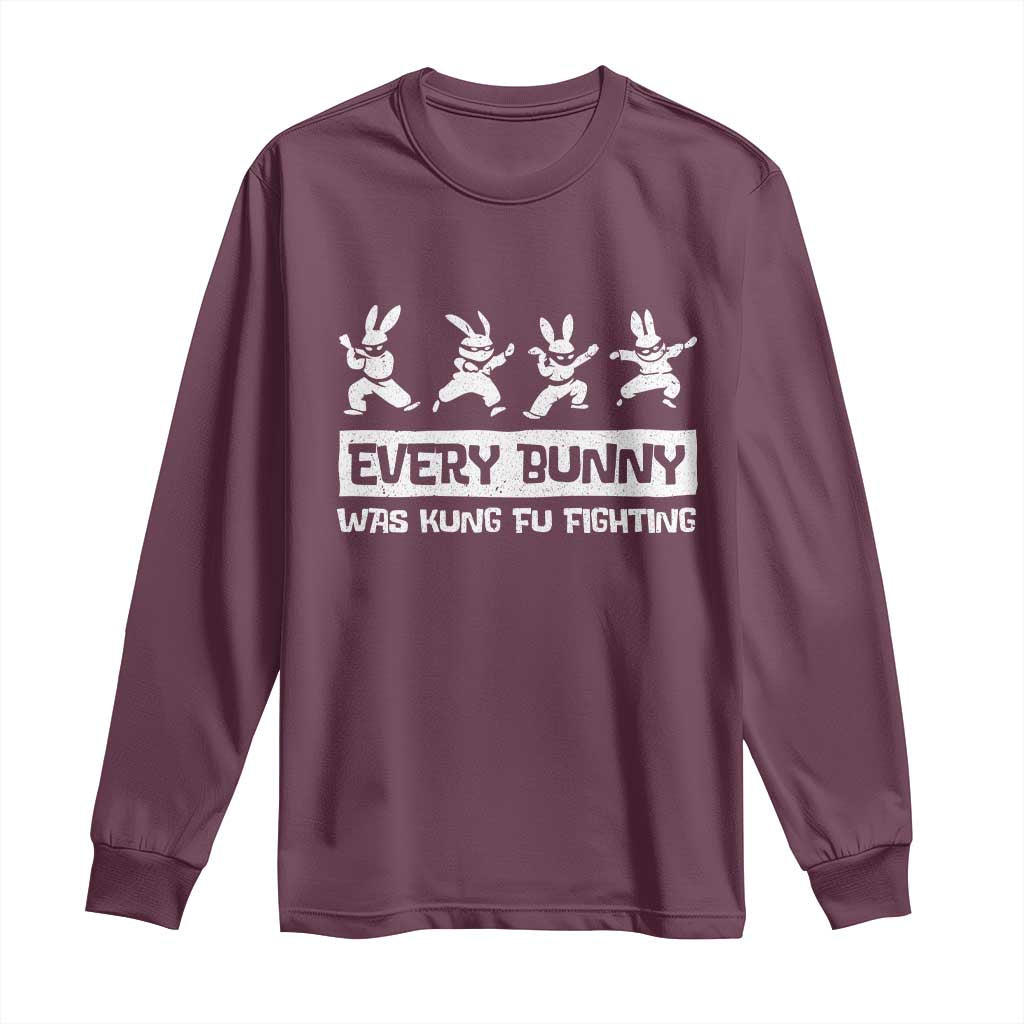 Bunny Kung Fu Fighting Long Sleeve Shirt Funny Easter Vintage Graphic
