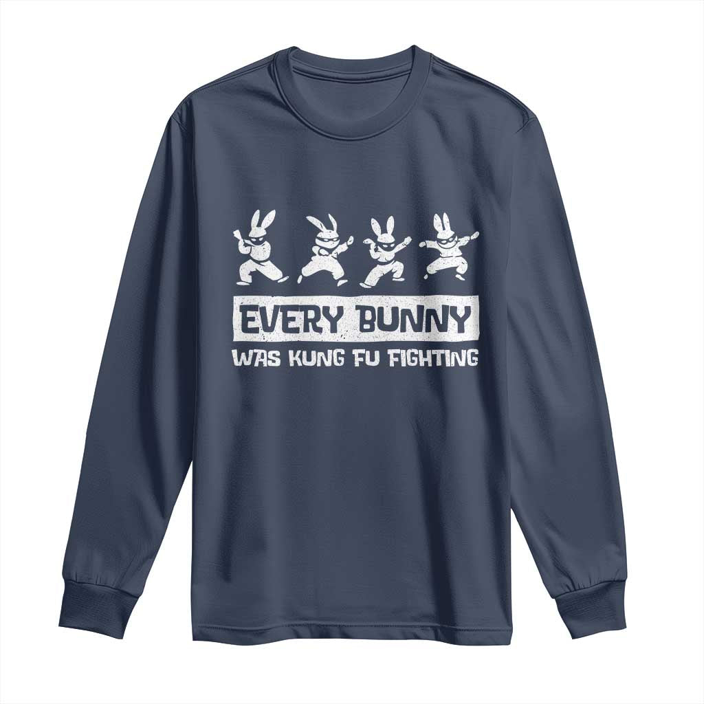 Bunny Kung Fu Fighting Long Sleeve Shirt Funny Easter Vintage Graphic