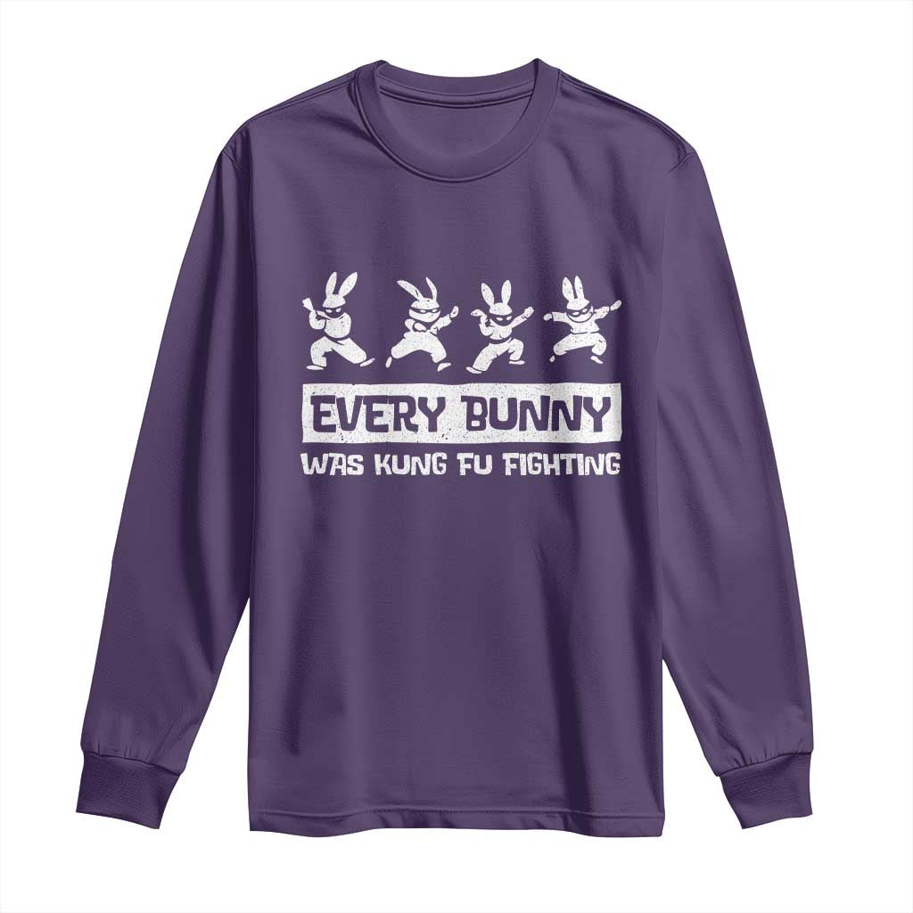 Bunny Kung Fu Fighting Long Sleeve Shirt Funny Easter Vintage Graphic