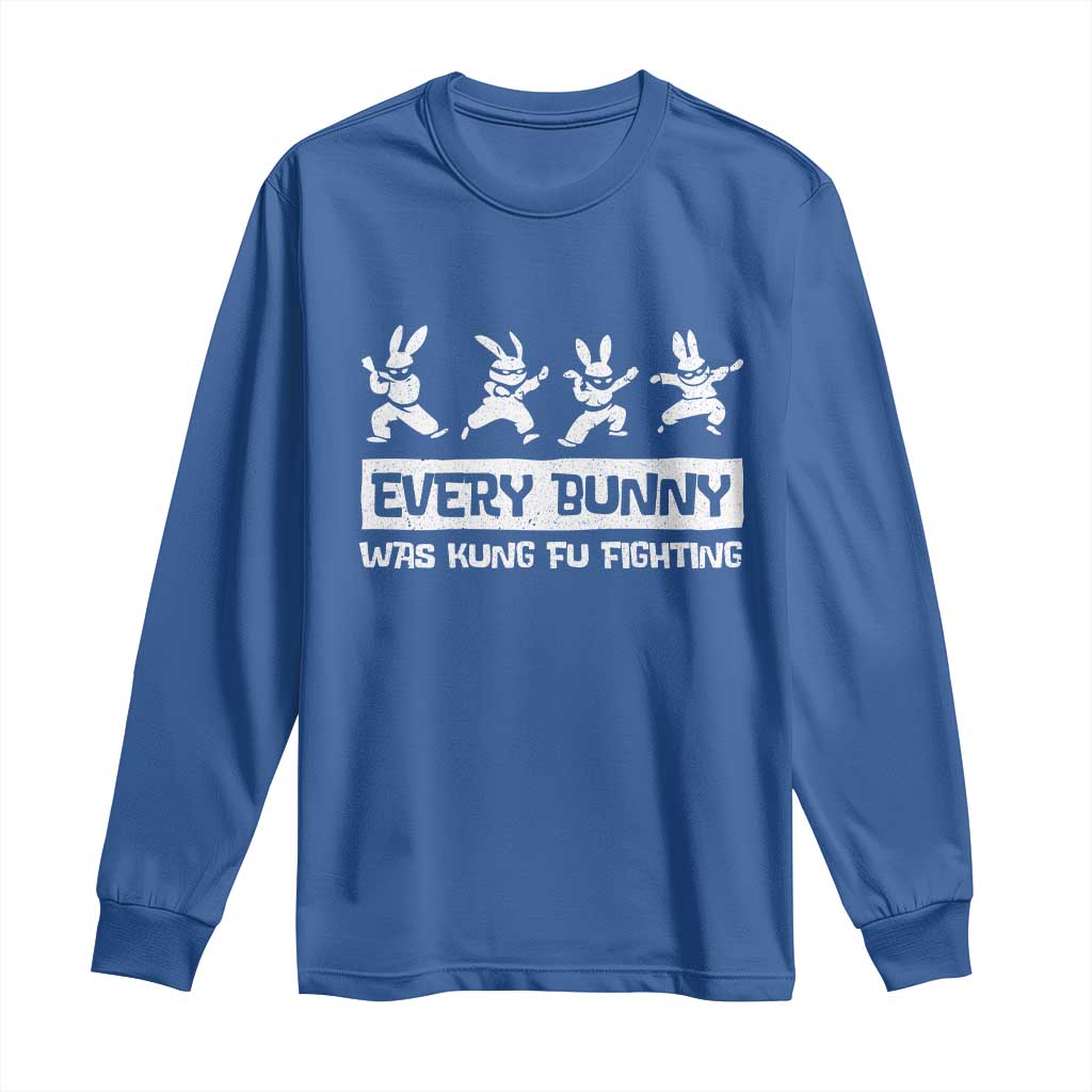 Bunny Kung Fu Fighting Long Sleeve Shirt Funny Easter Vintage Graphic