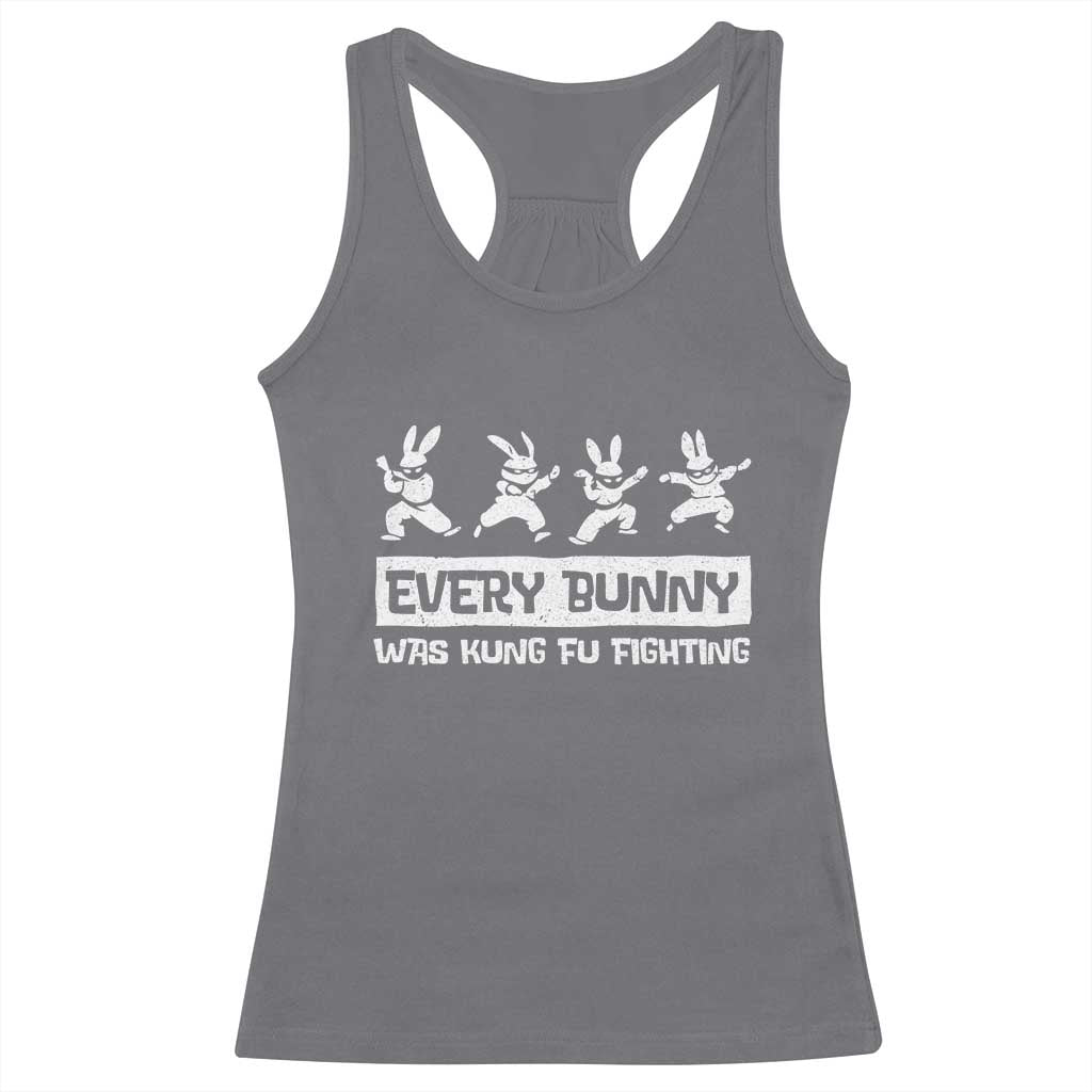 Bunny Kung Fu Fighting Racerback Tank Top Funny Easter Vintage Graphic
