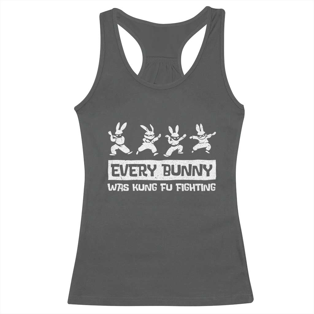 Bunny Kung Fu Fighting Racerback Tank Top Funny Easter Vintage Graphic