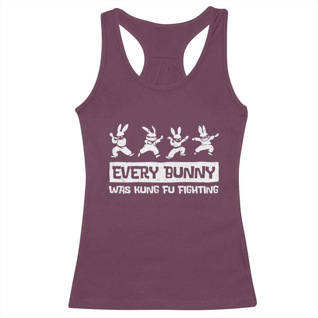 Bunny Kung Fu Fighting Racerback Tank Top Funny Easter Vintage Graphic