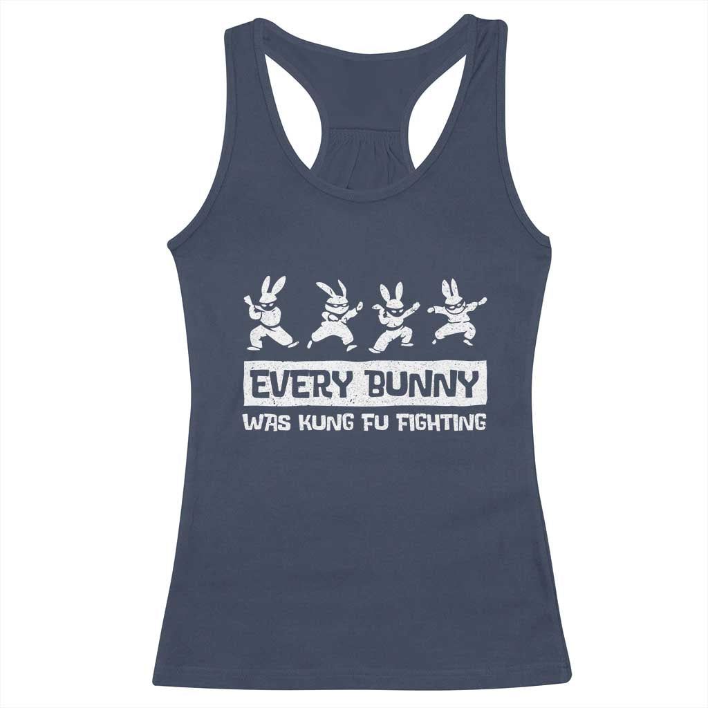Bunny Kung Fu Fighting Racerback Tank Top Funny Easter Vintage Graphic