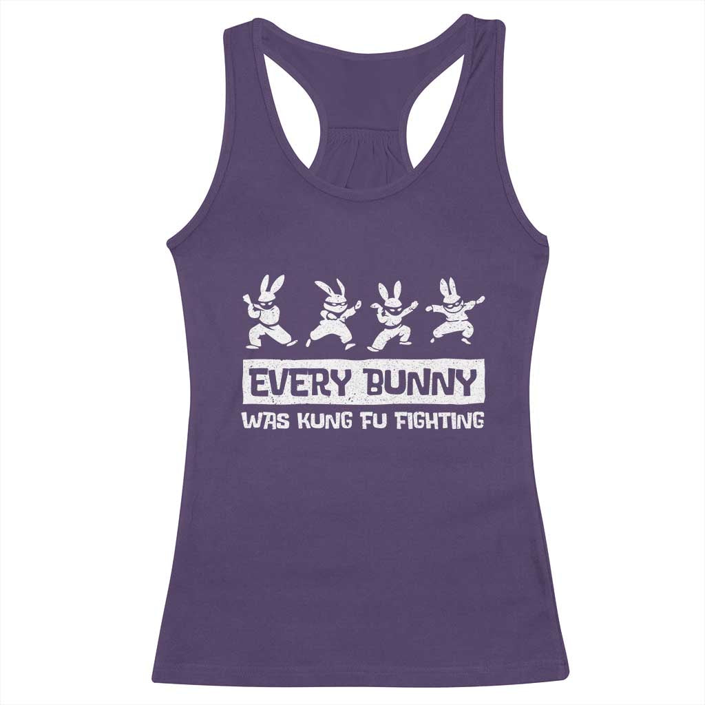 Bunny Kung Fu Fighting Racerback Tank Top Funny Easter Vintage Graphic
