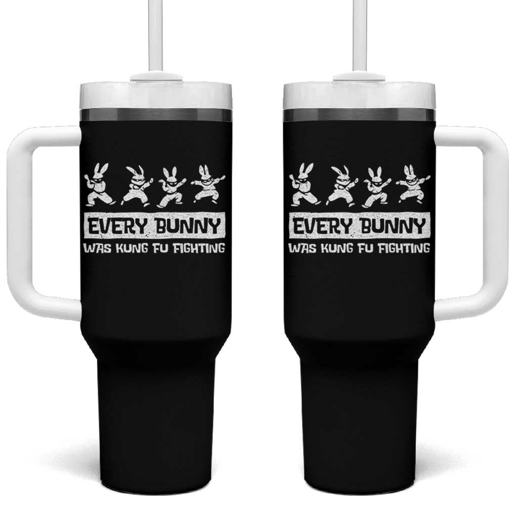 Bunny Kung Fu Fighting Tumbler With Handle Funny Easter Vintage Graphic