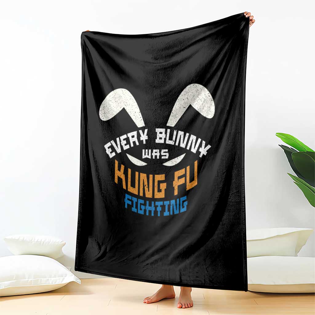 Every Bunny Was Kung Fu Fighting Throw Blanket Funny Easter Vintage Rabbit Face