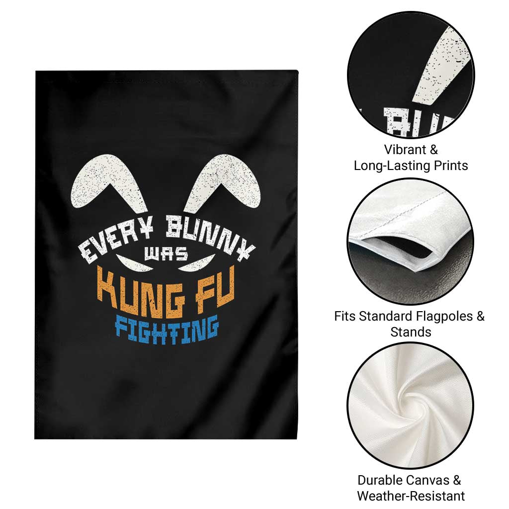 Every Bunny Was Kung Fu Fighting Garden Flag Funny Easter Vintage Rabbit Face