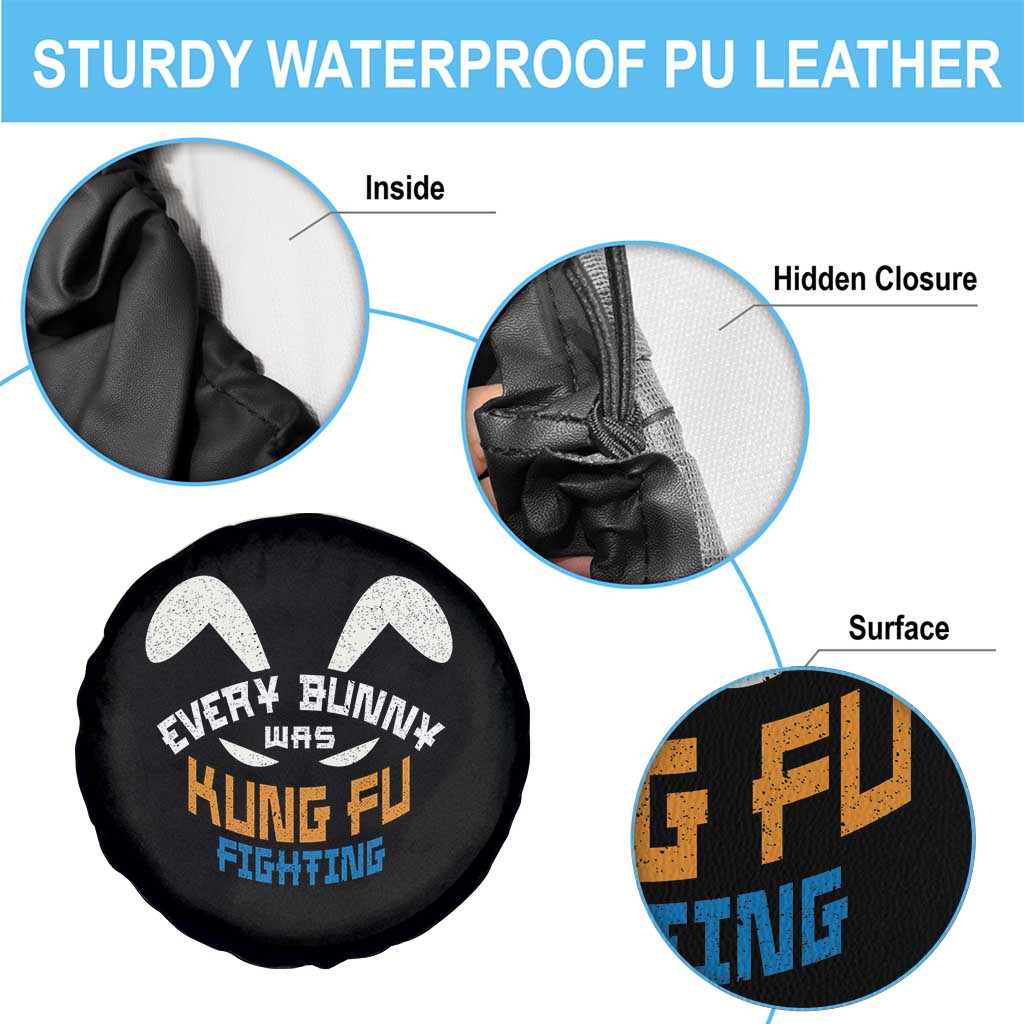 Every Bunny Was Kung Fu Fighting Spare Tire Cover Funny Easter Vintage Rabbit Face