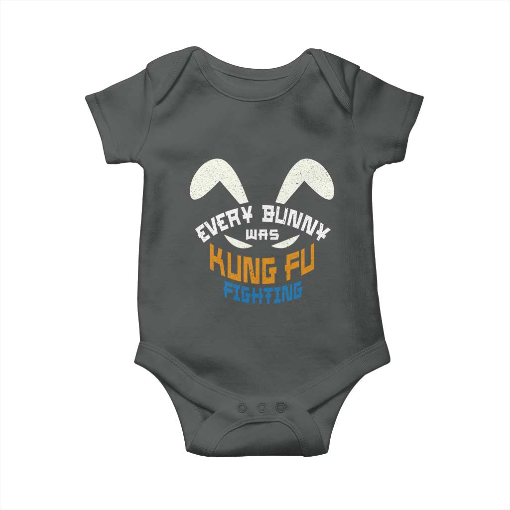 Every Bunny Was Kung Fu Fighting Baby Onesie Funny Easter Vintage Rabbit Face