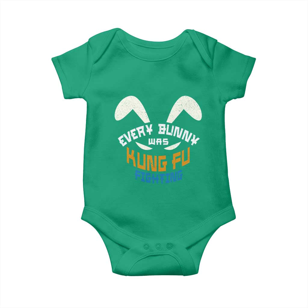 Every Bunny Was Kung Fu Fighting Baby Onesie Funny Easter Vintage Rabbit Face