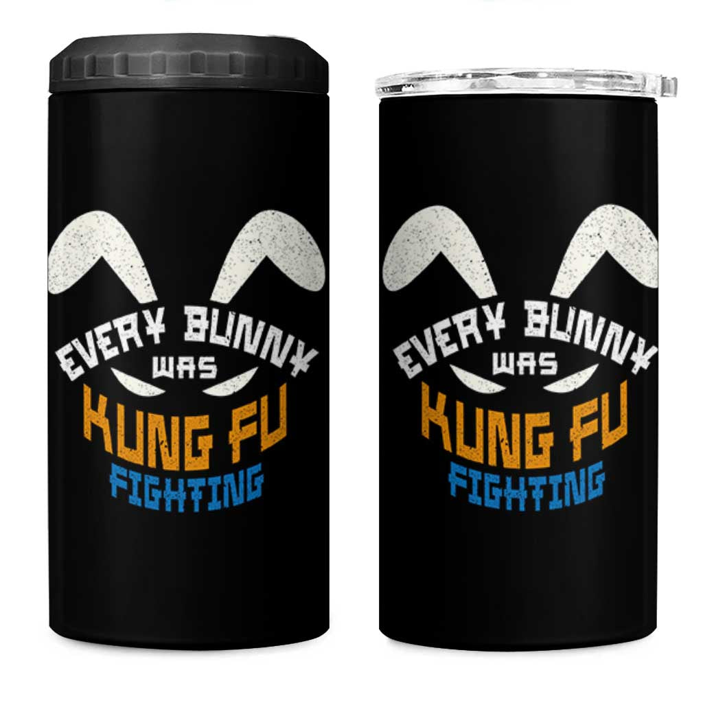 Every Bunny Was Kung Fu Fighting 4 in 1 Can Cooler Tumbler Funny Easter Vintage Rabbit Face