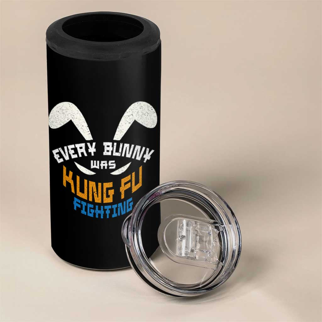 Every Bunny Was Kung Fu Fighting 4 in 1 Can Cooler Tumbler Funny Easter Vintage Rabbit Face