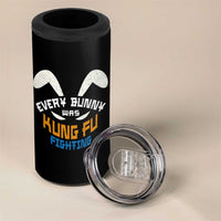 Every Bunny Was Kung Fu Fighting 4 in 1 Can Cooler Tumbler Funny Easter Vintage Rabbit Face