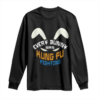 Every Bunny Was Kung Fu Fighting Long Sleeve Shirt Funny Easter Vintage Rabbit Face