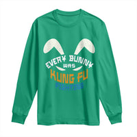 Every Bunny Was Kung Fu Fighting Long Sleeve Shirt Funny Easter Vintage Rabbit Face