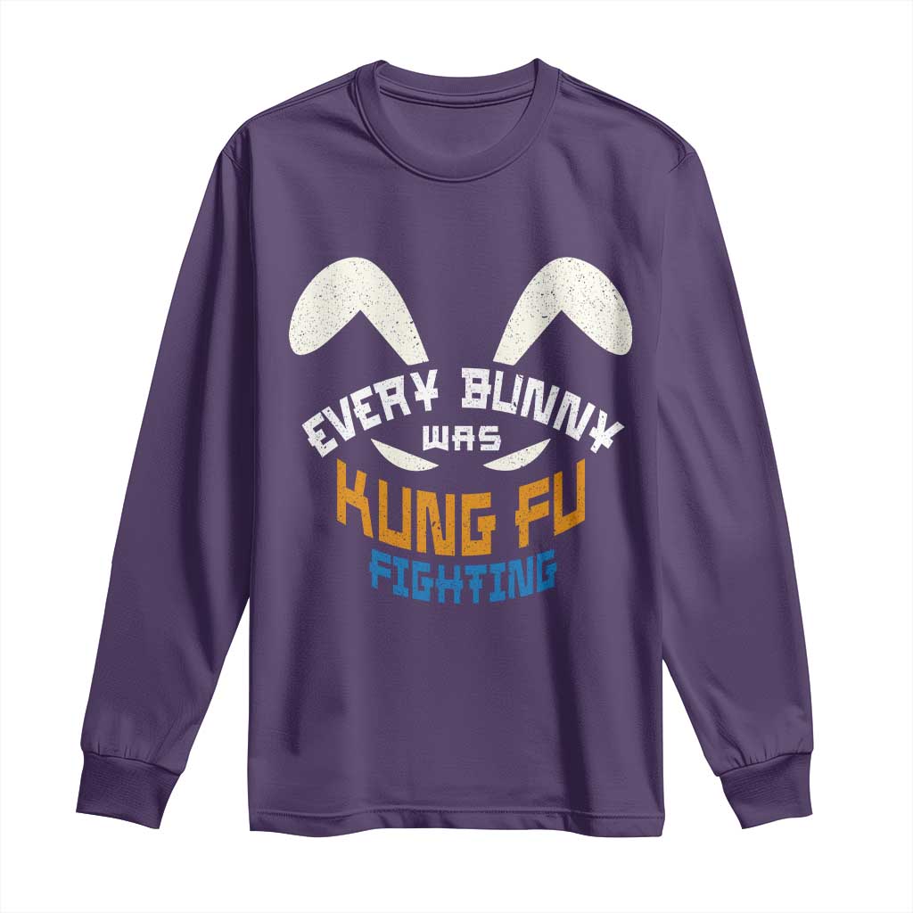 Every Bunny Was Kung Fu Fighting Long Sleeve Shirt Funny Easter Vintage Rabbit Face