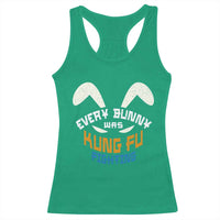 Every Bunny Was Kung Fu Fighting Racerback Tank Top Funny Easter Vintage Rabbit Face