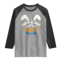 Every Bunny Was Kung Fu Fighting Raglan Shirt Funny Easter Vintage Rabbit Face
