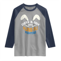 Every Bunny Was Kung Fu Fighting Raglan Shirt Funny Easter Vintage Rabbit Face