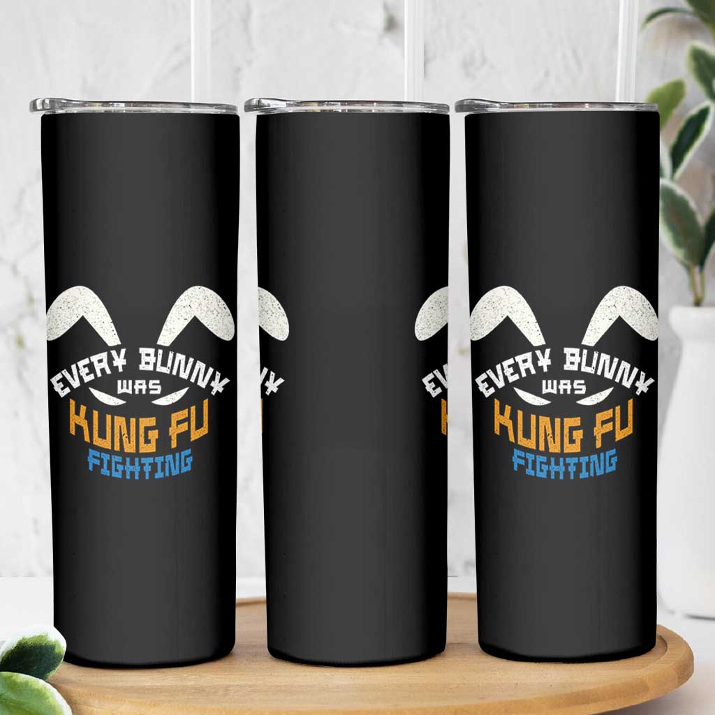 Every Bunny Was Kung Fu Fighting Skinny Tumbler Funny Easter Vintage Rabbit Face