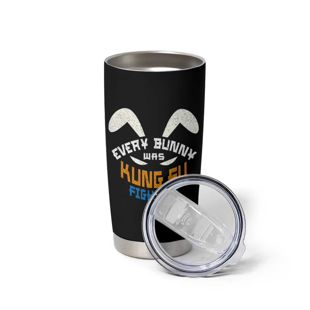 Every Bunny Was Kung Fu Fighting Tumbler Cup Funny Easter Vintage Rabbit Face