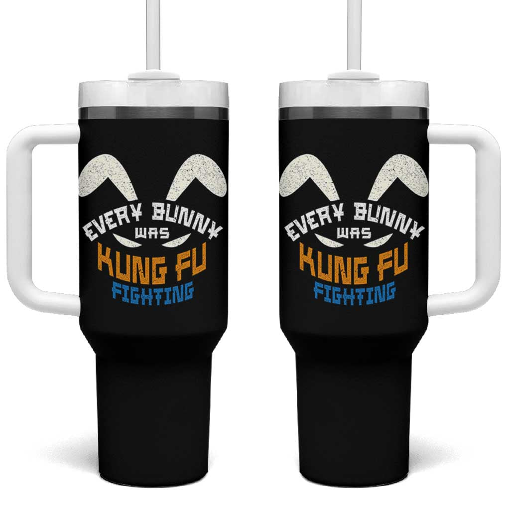 Every Bunny Was Kung Fu Fighting Tumbler With Handle Funny Easter Vintage Rabbit Face