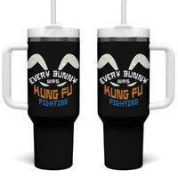 Every Bunny Was Kung Fu Fighting Tumbler With Handle Funny Easter Vintage Rabbit Face