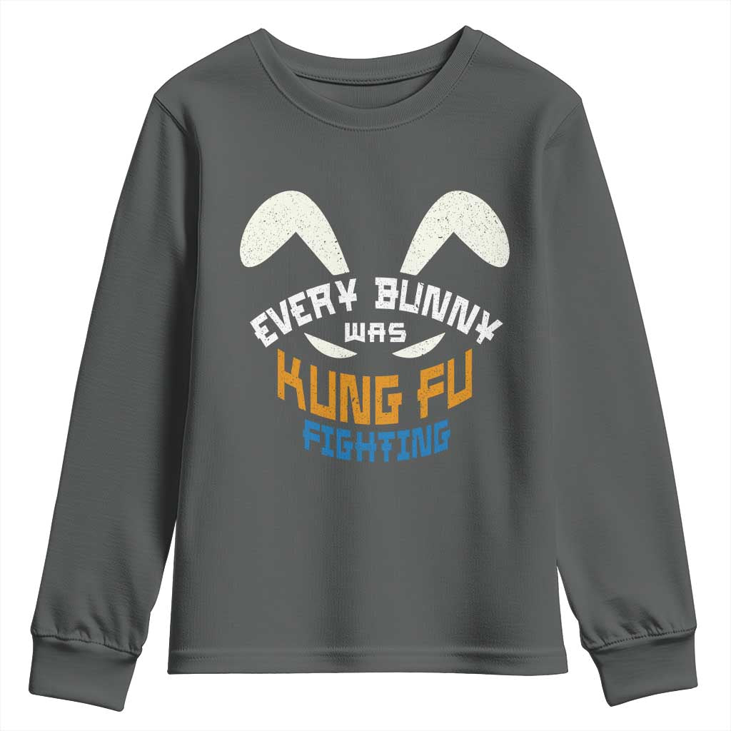 Every Bunny Was Kung Fu Fighting Youth Sweatshirt Funny Easter Vintage Rabbit Face