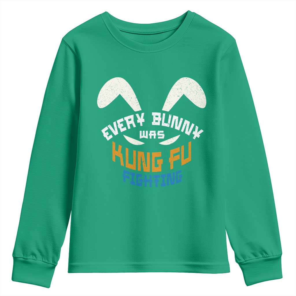 Every Bunny Was Kung Fu Fighting Youth Sweatshirt Funny Easter Vintage Rabbit Face