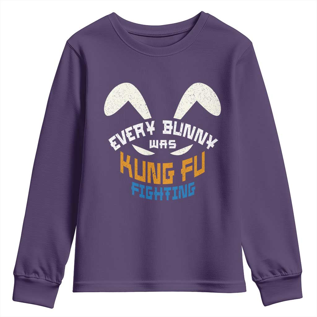 Every Bunny Was Kung Fu Fighting Youth Sweatshirt Funny Easter Vintage Rabbit Face