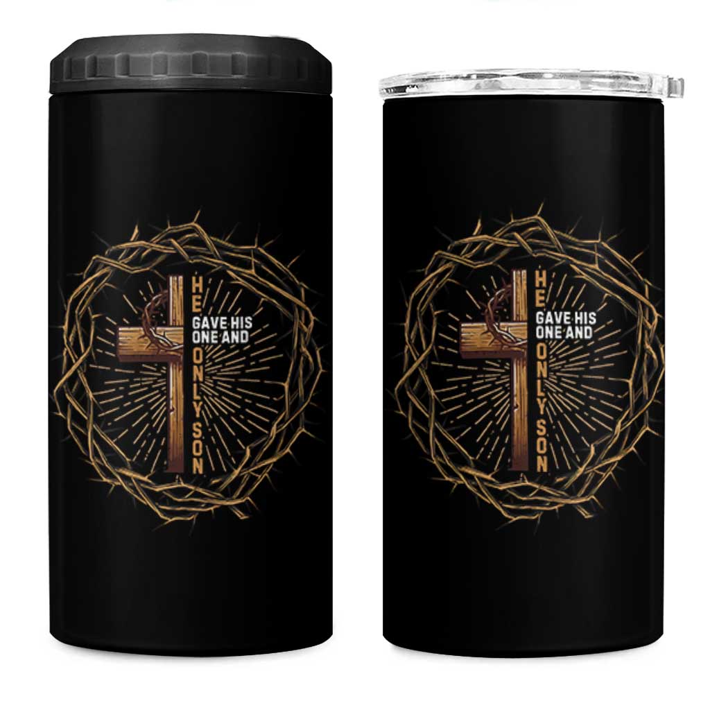 Christian Cross 4 in 1 Can Cooler Tumbler Bible John 3:16 Jesus He Gave His Only Son Jesus Christian - Wonder Print Shop
