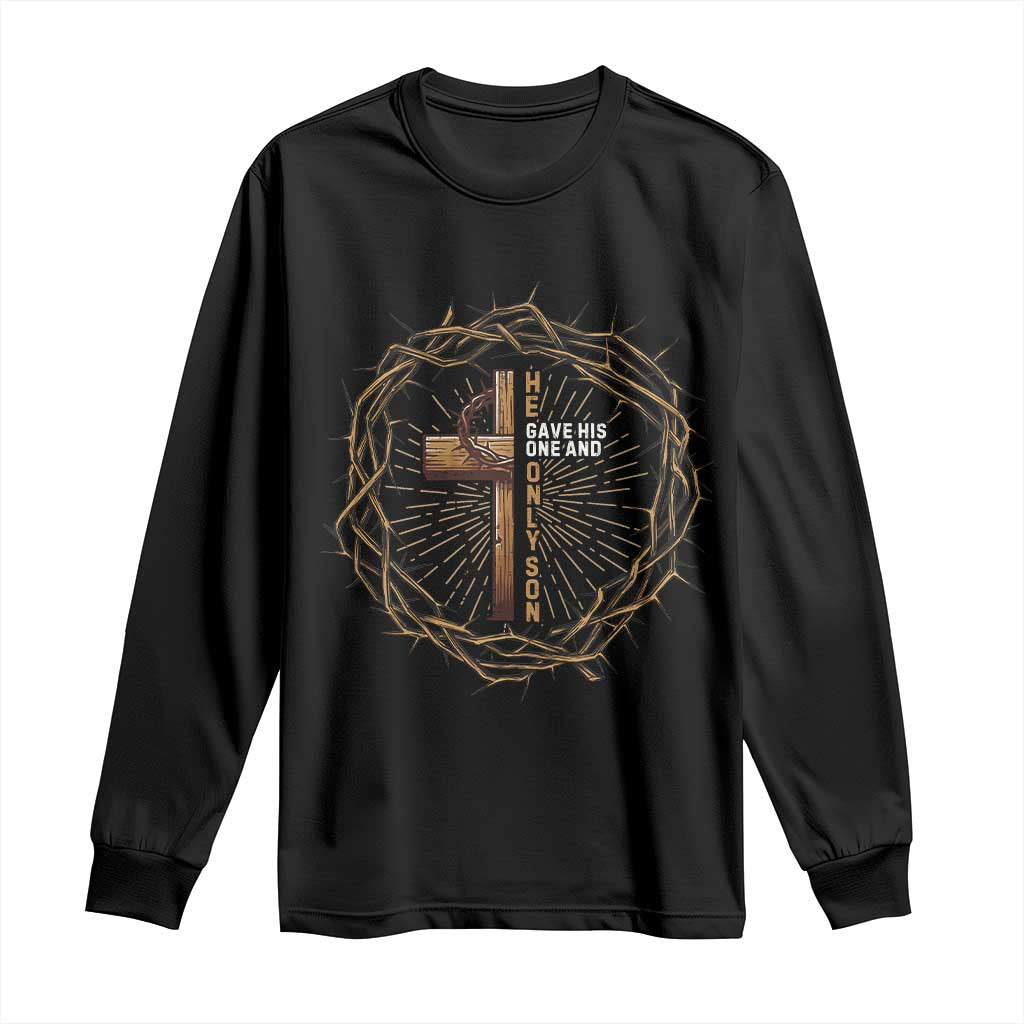 Christian Cross Long Sleeve Shirt Bible John 3:16 Jesus He Gave His Only Son Jesus Christian - Wonder Print Shop