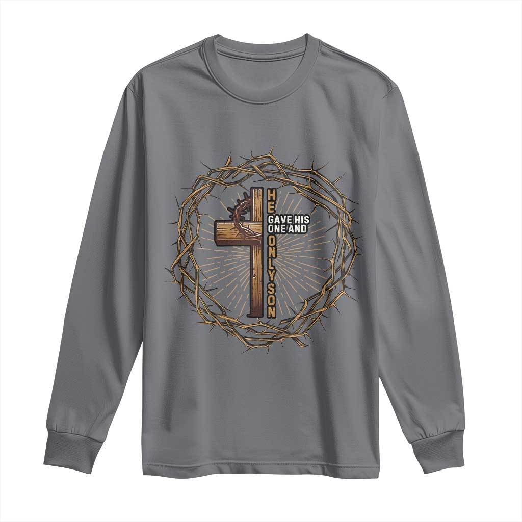 Christian Cross Long Sleeve Shirt Bible John 3:16 Jesus He Gave His Only Son Jesus Christian - Wonder Print Shop