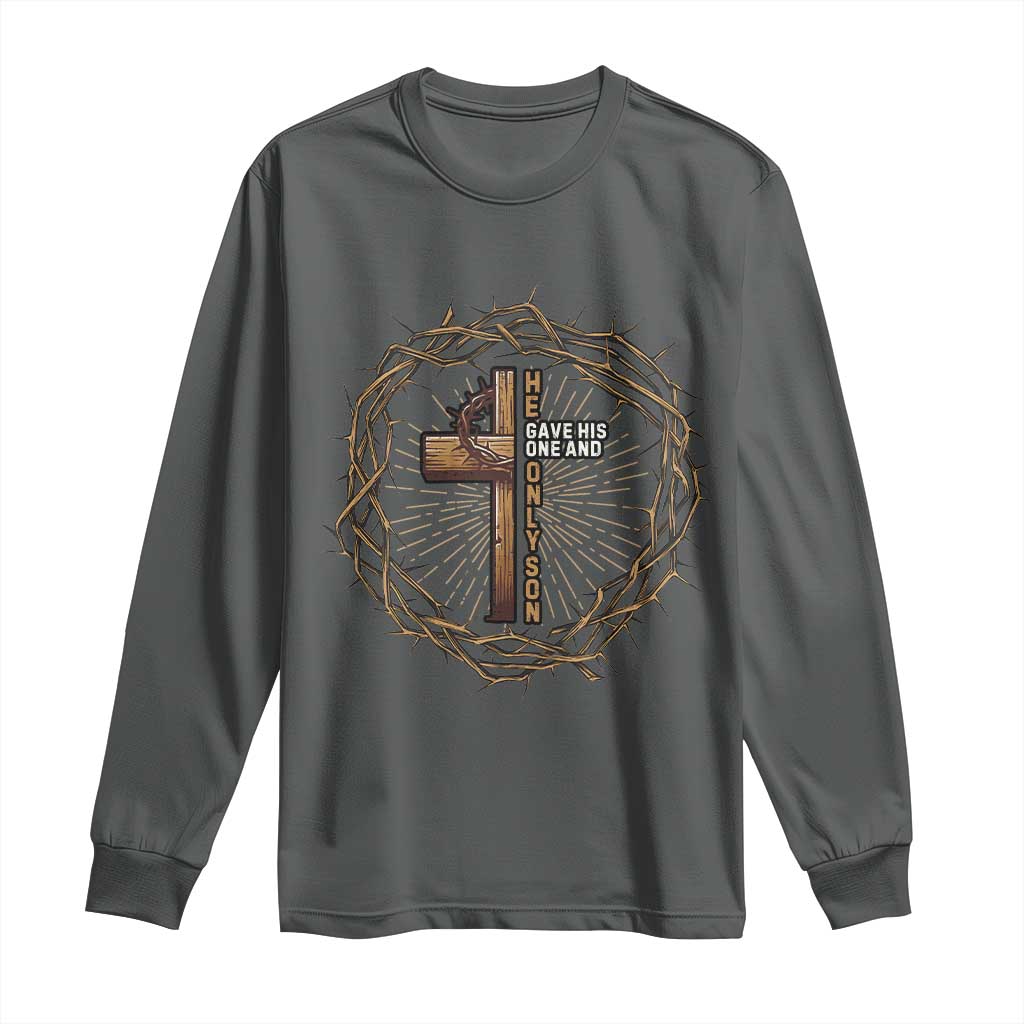 Christian Cross Long Sleeve Shirt Bible John 3:16 Jesus He Gave His Only Son Jesus Christian - Wonder Print Shop