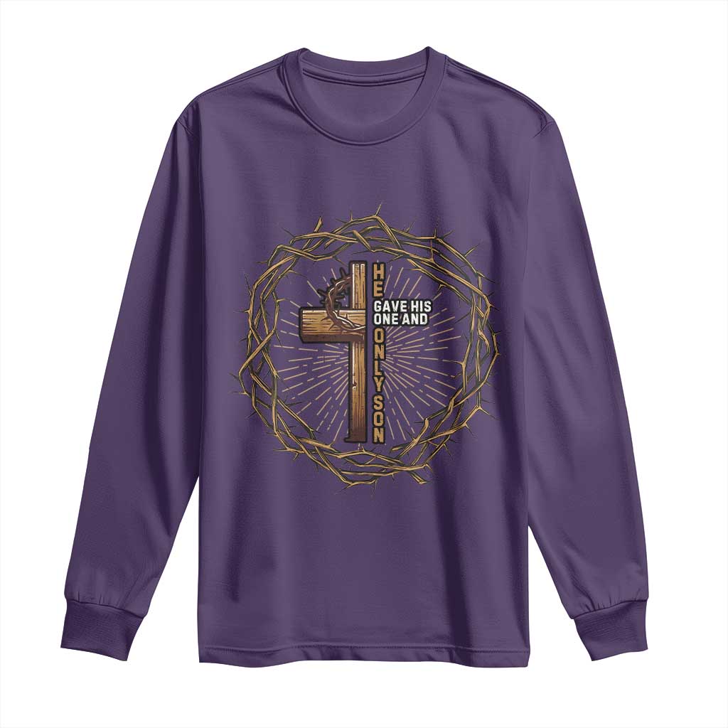 Christian Cross Long Sleeve Shirt Bible John 3:16 Jesus He Gave His Only Son Jesus Christian - Wonder Print Shop