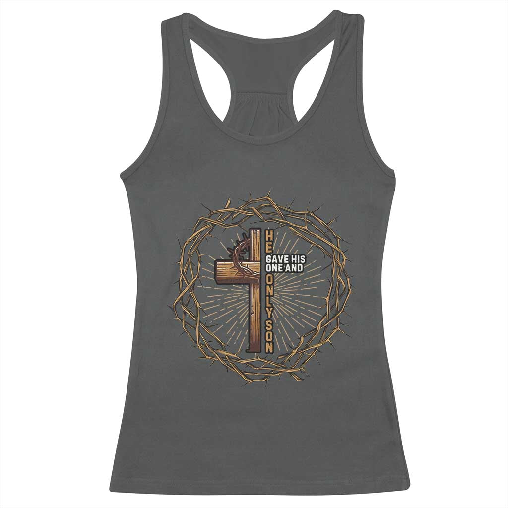 Christian Cross Racerback Tank Top Bible John 3:16 Jesus He Gave His Only Son Jesus Christian - Wonder Print Shop