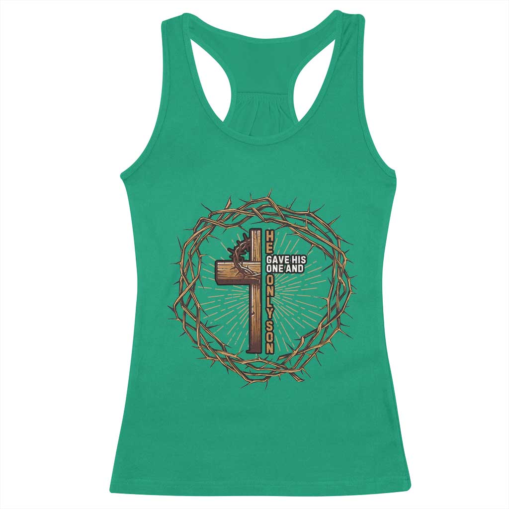 Christian Cross Racerback Tank Top Bible John 3:16 Jesus He Gave His Only Son Jesus Christian - Wonder Print Shop