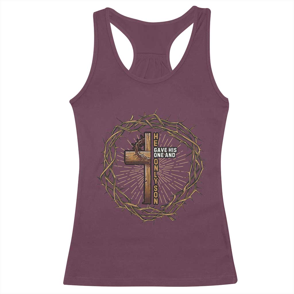 Christian Cross Racerback Tank Top Bible John 3:16 Jesus He Gave His Only Son Jesus Christian - Wonder Print Shop