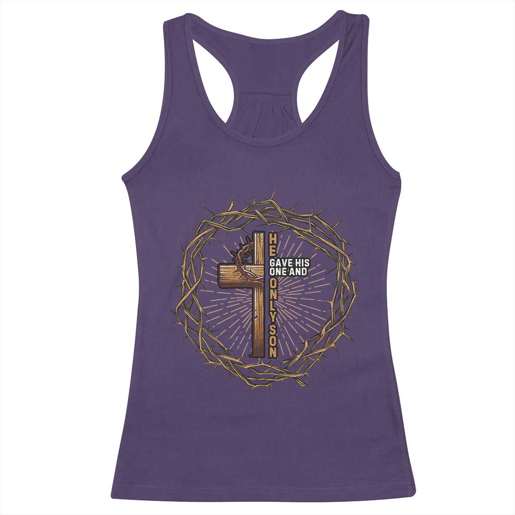 Christian Cross Racerback Tank Top Bible John 3:16 Jesus He Gave His Only Son Jesus Christian - Wonder Print Shop