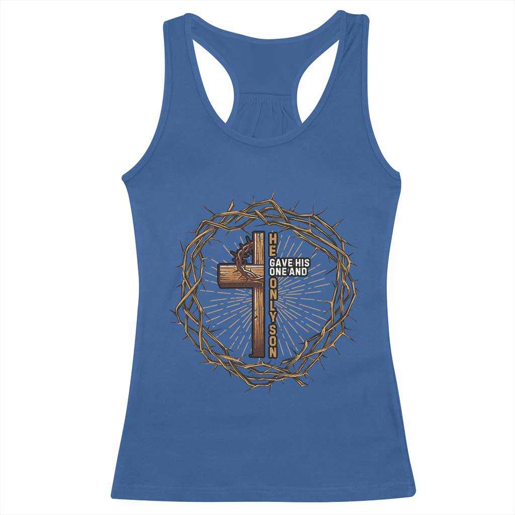 Christian Cross Racerback Tank Top Bible John 3:16 Jesus He Gave His Only Son Jesus Christian - Wonder Print Shop