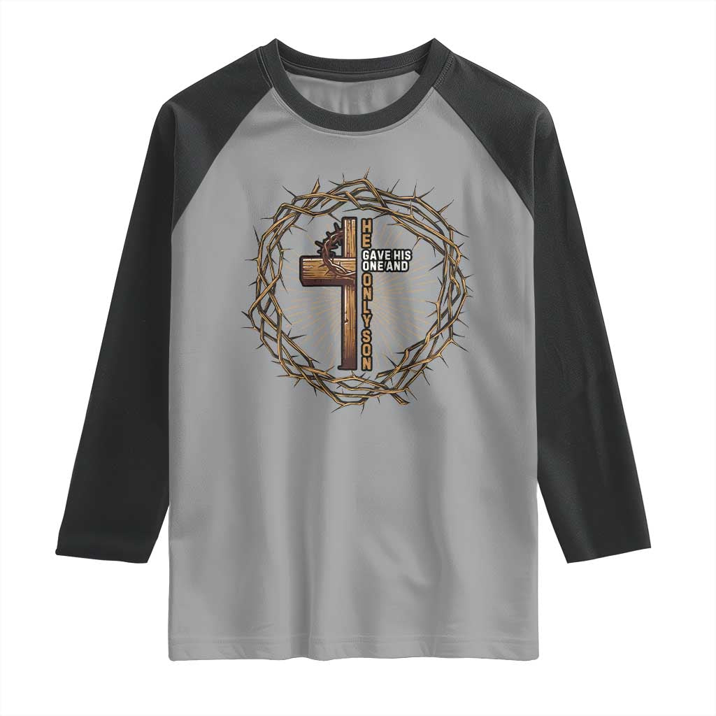Christian Cross Raglan Shirt Bible John 3:16 Jesus He Gave His Only Son Jesus Christian - Wonder Print Shop