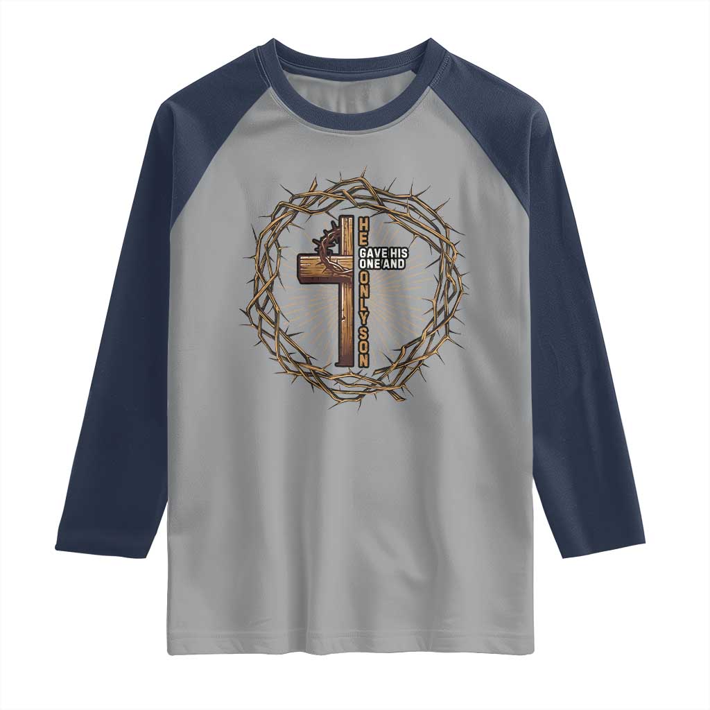 Christian Cross Raglan Shirt Bible John 3:16 Jesus He Gave His Only Son Jesus Christian - Wonder Print Shop
