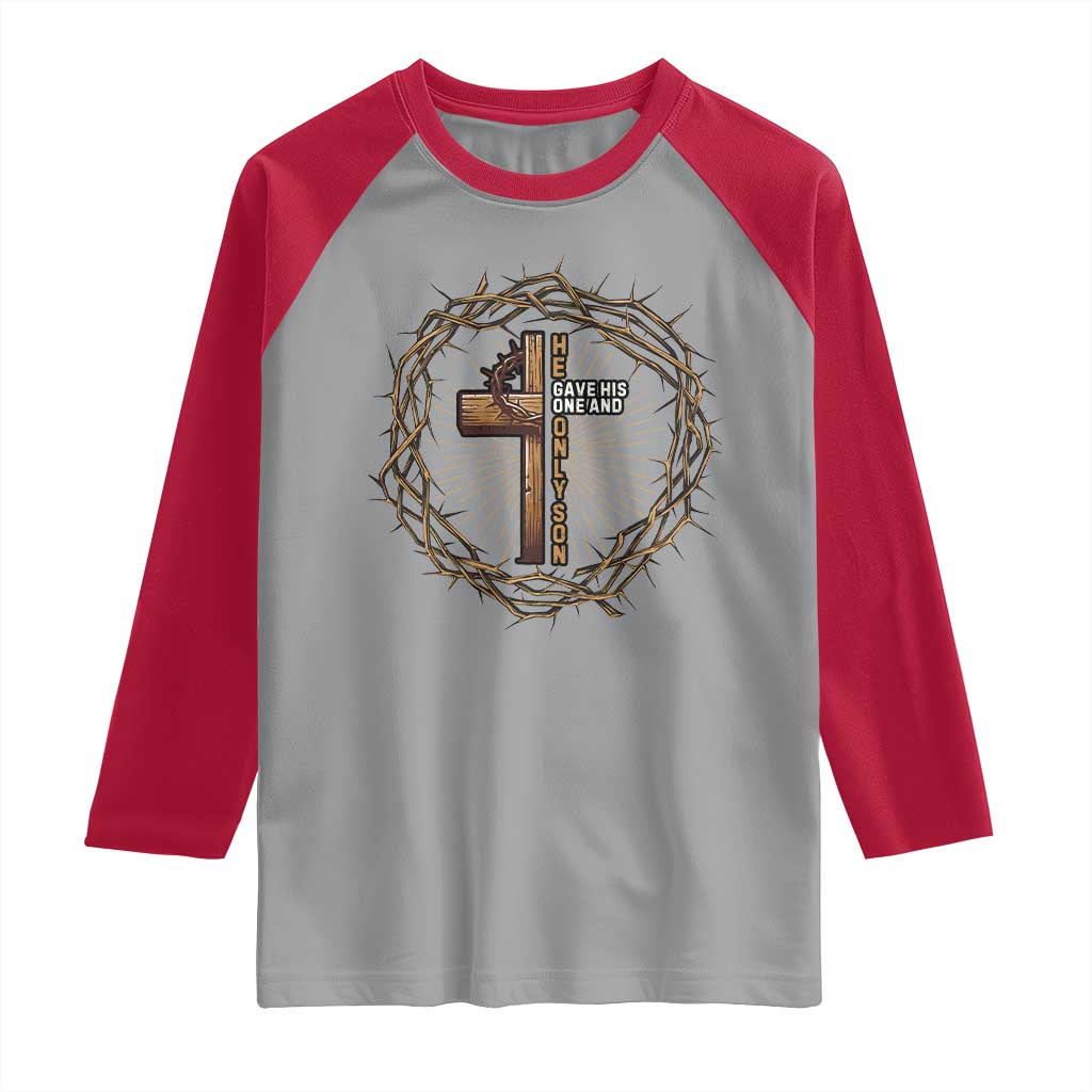 Christian Cross Raglan Shirt Bible John 3:16 Jesus He Gave His Only Son Jesus Christian - Wonder Print Shop