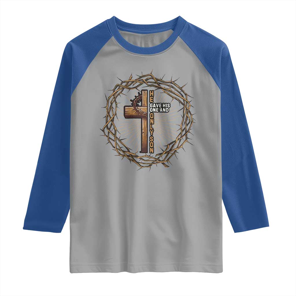 Christian Cross Raglan Shirt Bible John 3:16 Jesus He Gave His Only Son Jesus Christian - Wonder Print Shop