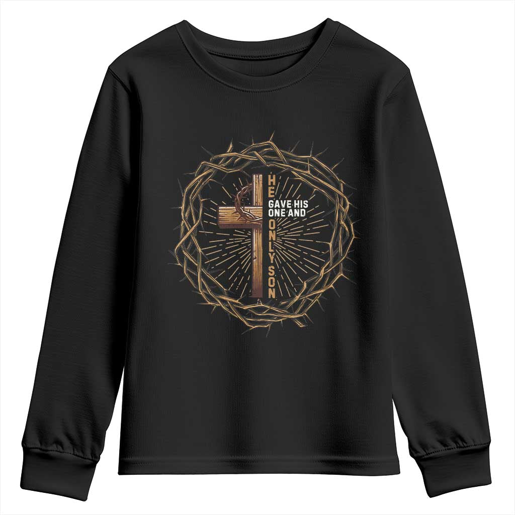 Christian Cross Youth Sweatshirt Bible John 3:16 Jesus He Gave His Only Son Jesus Christian - Wonder Print Shop
