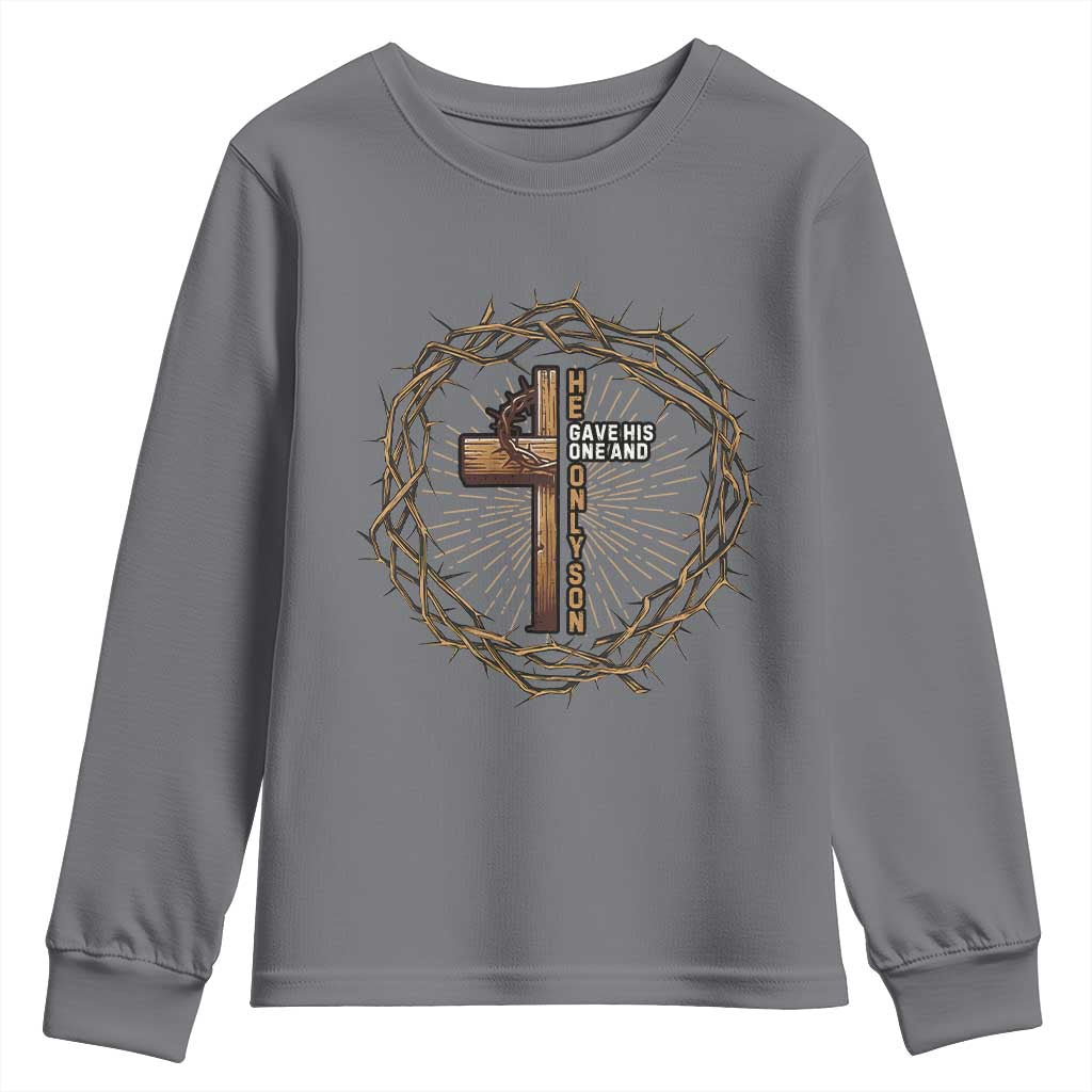 Christian Cross Youth Sweatshirt Bible John 3:16 Jesus He Gave His Only Son Jesus Christian - Wonder Print Shop