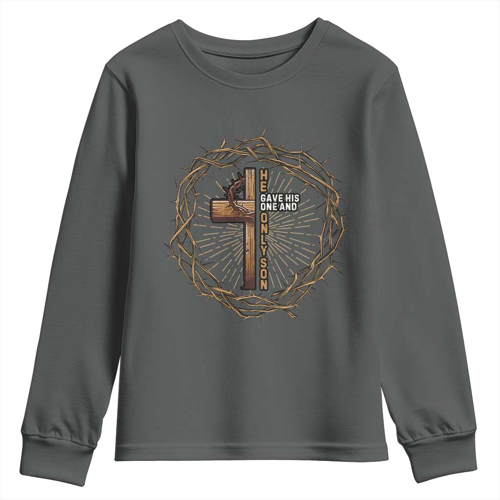 Christian Cross Youth Sweatshirt Bible John 3:16 Jesus He Gave His Only Son Jesus Christian - Wonder Print Shop